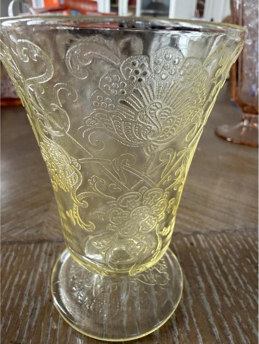 Depression Glass Tumbler Florentine 2 Hazel Atlas Circa 1930s
